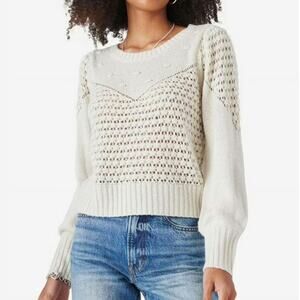 Lucky Brand Textured Dot Sweater‎ Womens Pullover Crewneck Sweater Sz XL Gray